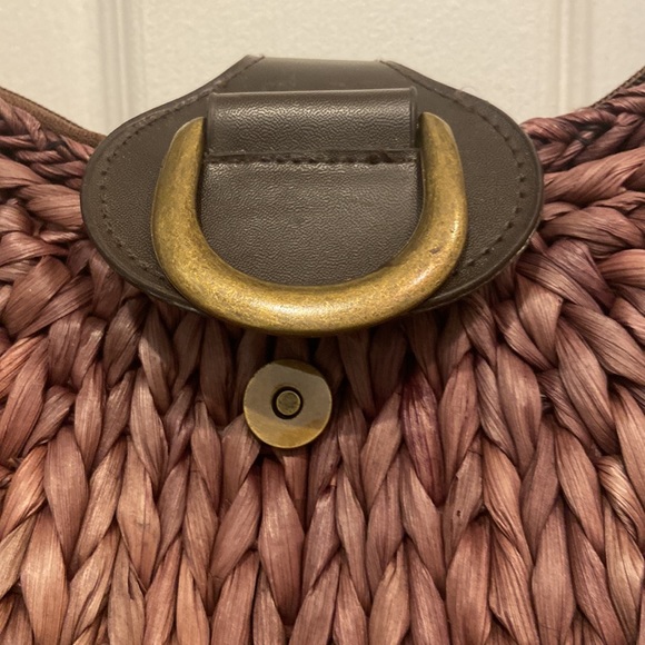 SUN N’ SAND THICK STRAW WOVEN PURSE HANDBAG ZIP CLOSURE & MAGNETIC CLASP EUC - Picture 4 of 7